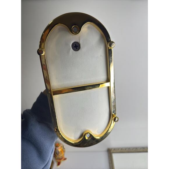 Vintage Semi-Precious Gemstone Globe with Clock Business Card & Pen Holder, Desk - Picture 3 of 10